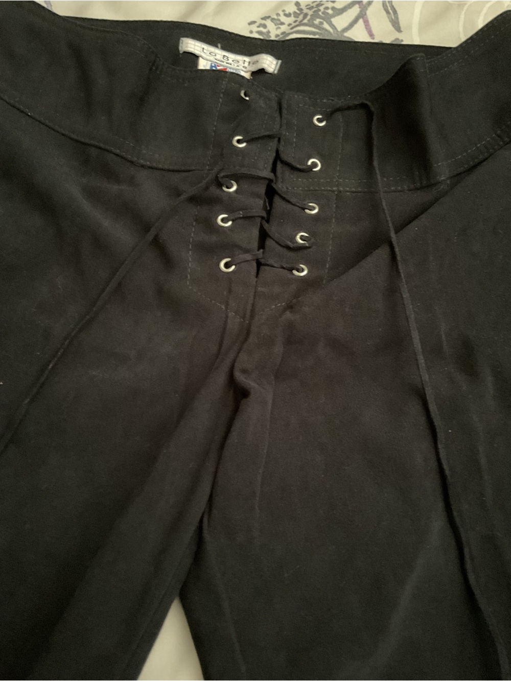 Vintage La Belle Black Lace-Up High Waist Pants